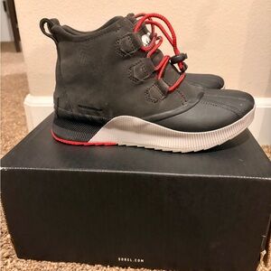 Sorel Black and Red Waterproof Sneakers